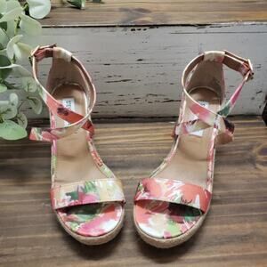 Steve Madden Floral "Montaukk" Espadrille Platform Wedge Heeled Sandals Size 6.5